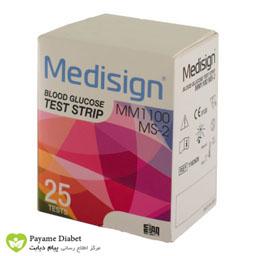 نوار تست قند خون25عددی مِدیساین Medisign MS-2